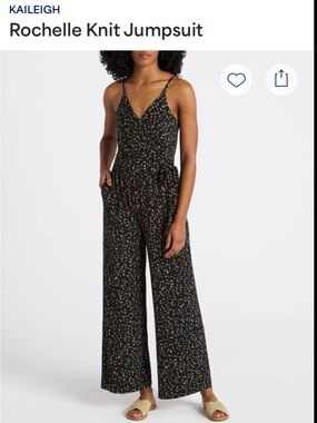 Kaileigh Black Speckle Knit Wide-Leg Jumpsuit